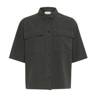 Kaffe Camicia Nera con Mezze Maniche Ostrica - - Blouses & Shirts - Donna - Nero - XS