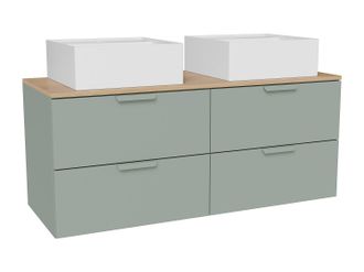 Vente-Unique Mueble lavabo suspendido con lavabo independiente cuadrado - Verde almendra - An. 120 cm AVORELI