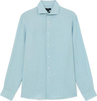 Reiss Ruban Regular Fit Solid Linen Button-Up Shirt in Ultra Marine Grey at Nordstrom, Size Xx-Large