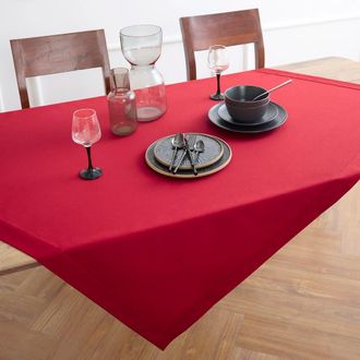 Solino Home Cotton Linen Plain Table Throw 52 x 52 Inch for Dining Table, Holiday and Everyday Table Decor - Dru in Scarlet Red at Nordstrom, Size