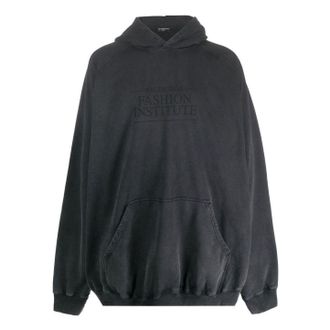 Balenciaga Fashion Institute Oversized Hoodie Washed Black 697879TMVK18190