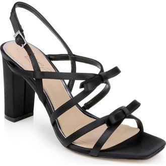 Badgley Mischka Eliza Strappy Slingback Sandal in Black Satin at Nordstrom Rack, Size 5.5