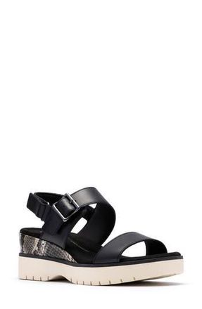 Clarks Diaz Rose Wedge Sandal in Black Combi at Nordstrom Rack, Size 6.5