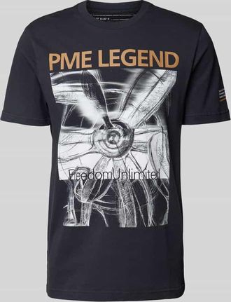PME Legend T-Shirt mit Label-Print in Marine, Größe M