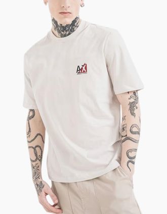Armani Mens Armani Exchange Mens T-Shirts Milano Basic AX Print Tee - Cream - Size: 40