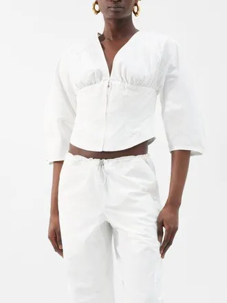 Saks Potts Nova Gathered Poplin Blouse - Womens - White - XS