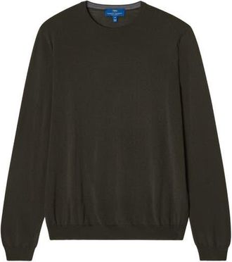 Robert Talbott Keaton Crewneck Sweater in Olive Green With Navy Tipping at Nordstrom, Size Xx-Large
