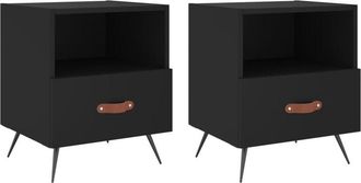 vidaXL Bedside Cabinets 2 pcs Black 40x35x47.5 cm Engineered Wood Vidaxl