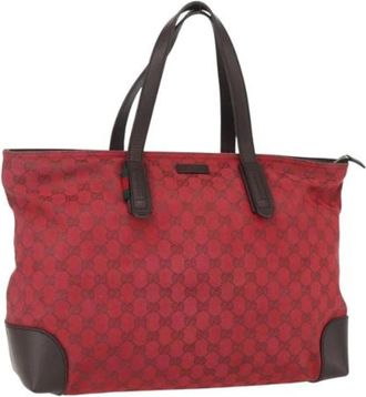 Gucci Pre-owned Tote Bags, female, Red, Size: ONE SIZE Pre-owned Vintage Canvas Tote Bag