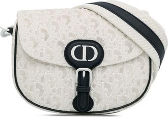Dior 2021 Medium Perforated Calfskin Oblique Bobby Flap crossbody bag - women - Calf Leather - One Size - White