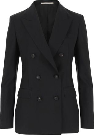 Tagliatore Stretch Wool Double-Breasted Jacket - female - Tagliatore - Blazers - Black - 2XL - Jackets