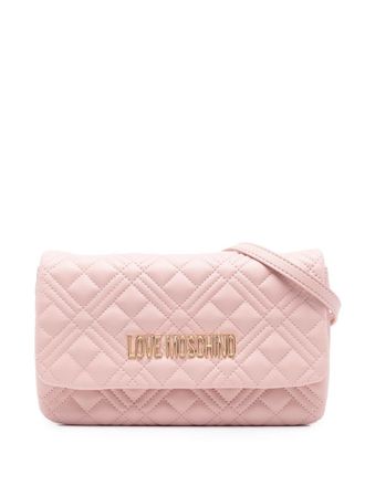 Love Moschino logo-plaque quilted crossbody bag - women - Polyurethane - OS - Pink