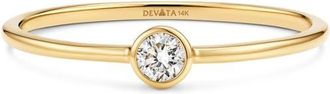 Devata Round Bezel Lab Grown Diamond Solitaire Ring in 14K Gold in Yellow Gold at Nordstrom, Size 7