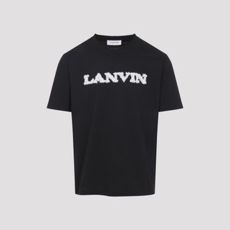 Lanvin Zwarte Schapenvacht Detail Katoenen T-shirt