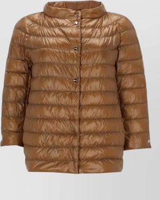 Herno high collar shiny finish quilted jacket