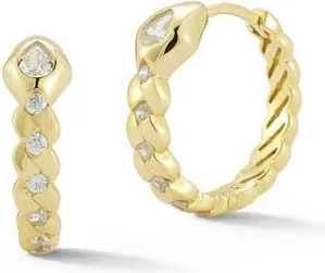 Chloe and Madison Snake Cubic Zirconia Huggie Hoop Earrings in Gold at Nordstrom Rack