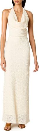 Nia Thalia Lace Halter Maxi Dress in Ivory at Nordstrom, Size X-Large