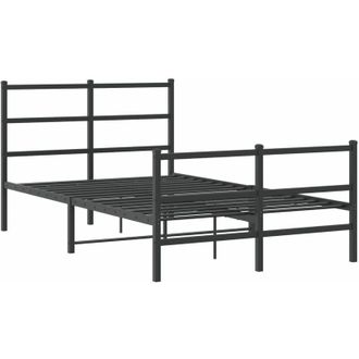 vidaXL Estructura Cama Sin Colch&oacute;n Con Estribo Metal Negro 120x190 Cm Vidaxl