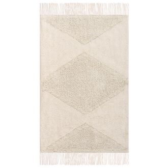 Beliani Alfombra De Algod&oacute;n 55 X 120 Cm Habitaci&oacute;n Infantil Alfombra De Ba&ntilde;o Beige Khonoma