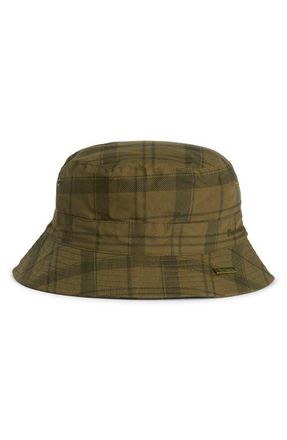 Barbour Transport Tartan Showerproof Waxed Cotton Bucket Hat in Dusky Green Tartan at Nordstrom, Size X-Large