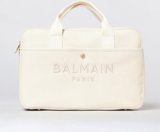 Balmain Diaper bag in canvas di cotone con logo ricamato
