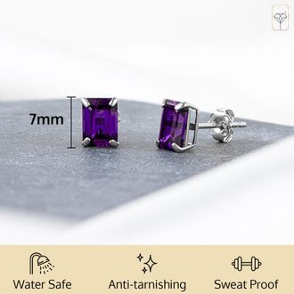 MAX + STONE 14k Yellow or White Gold Solitaire 7x5mm Gemstone Stud Earrings