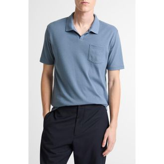 Vince Johnny Collar Polo in Uniform Blue at Nordstrom, Size Xx-Large