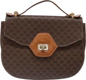 Celine Macadam Brown,Gold Canvas Shoulder Bag (Pre-Owned)