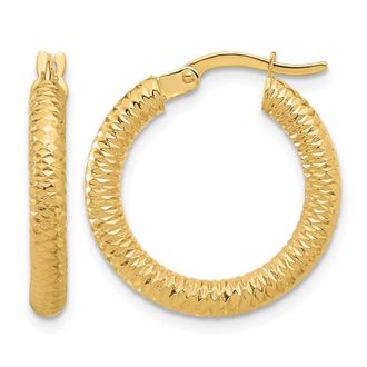 Diamond2Deal 14K Yellow Gold Diamond-Cut Round Hoop Earrings 20.1 mm