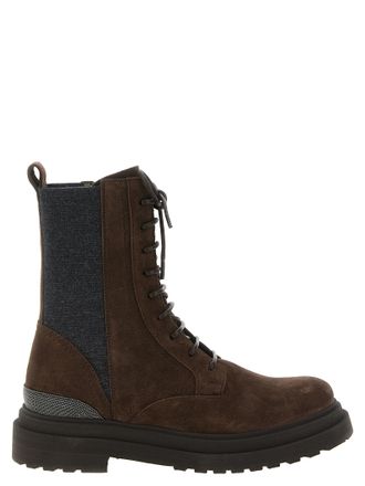 Brunello Cucinelli Brown Calfskin Lace-Up Womens Boots