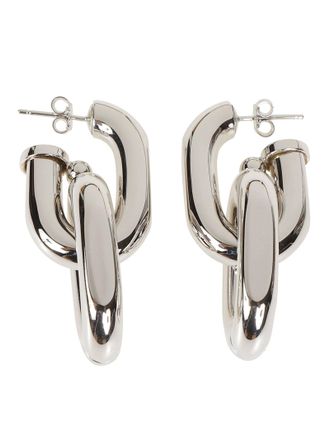 Paco Rabanne XL Link Double Hoop Interlocking Brass Earrings