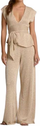 Elan Kaui Wide Leg Pant In Beige