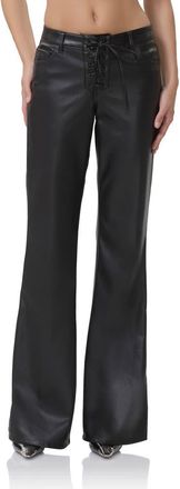 AFRM Dylan Flare Faux Leather Pants in Noir at Nordstrom, Size 27