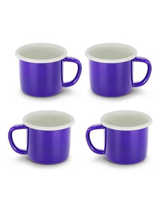Elifle Two Tone Enamel Mug - Set of 4 in Royal Blue & Ivory at Nordstrom