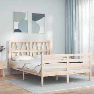 vidaXL Estructura De Cama Con Cabecero Madera Maciza 140x190 Cm Vidaxl