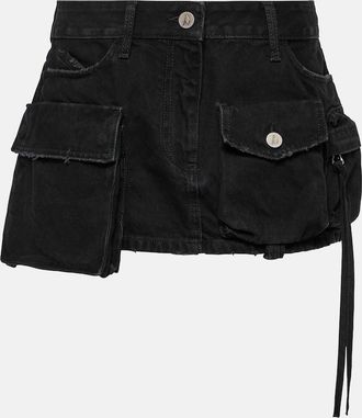 The Attico Low-rise cargo denim miniskirt