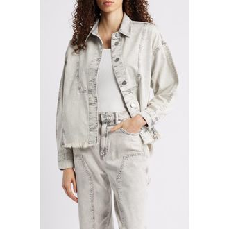 AllSaints Hettie Oversize Denim Shacket in Snow Grey at Nordstrom, Size Medium