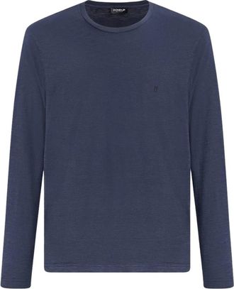 Dondup Regular-fit T-shirt met ronde hals - Heren - Longsleeves - Blauw - S - Katoen - Tops