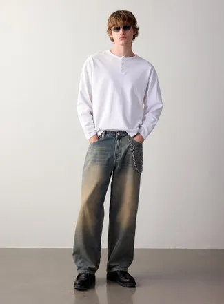 Djab Mens Dirty blue oversized jean Barrel fit Imported from Seoul