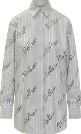 Stella McCartney Grey Logo Print Stripes Shirt