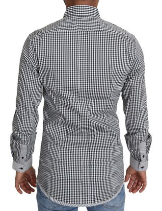 Dolce & Gabbana Black White Checkered Casual Mens Shirt