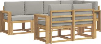 vidaXL Conjunto De Sof&aacute;s De Exterior 7 Uds. Blanco Y Gris Claro Vidaxl