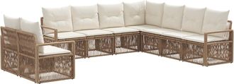 vidaXL Conjunto De Sof&aacute;s De Jard&iacute;n 9 Uds. Beige Rat&aacute;n Sint&eacute;tico Vidaxl
