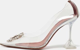Amina Muaddi Transparent/silver Pvc And Leather Begum Pumps
