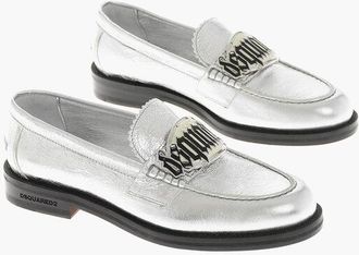 Dsquared2 Mocassini in Pelle Metallizzata Effetto Crackle con Dettagli taglia 37