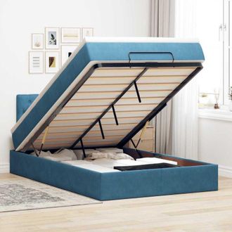 vidaXL Estructura De Cama Otomana Colch&oacute;n Terciopelo Azul Oscuro Vidaxl