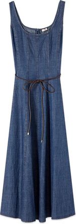 Oltre Mouwloze lange jurk met denim-effect - Dames - Casual kleedjes - Blauw - S - Denim - Kleedjes
