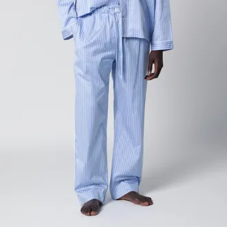 Tekla Light blue pajama trousers with white stripes