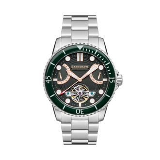 Earnshaw Admiral Jervis Mens Mechanical Automatic Sage Green Watch ES-8134-33 - Silver - One Size