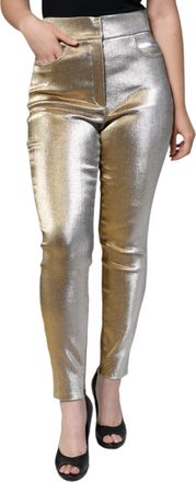 Dolce & Gabbana Womens Metallic Gold High Waist Skinny Pants